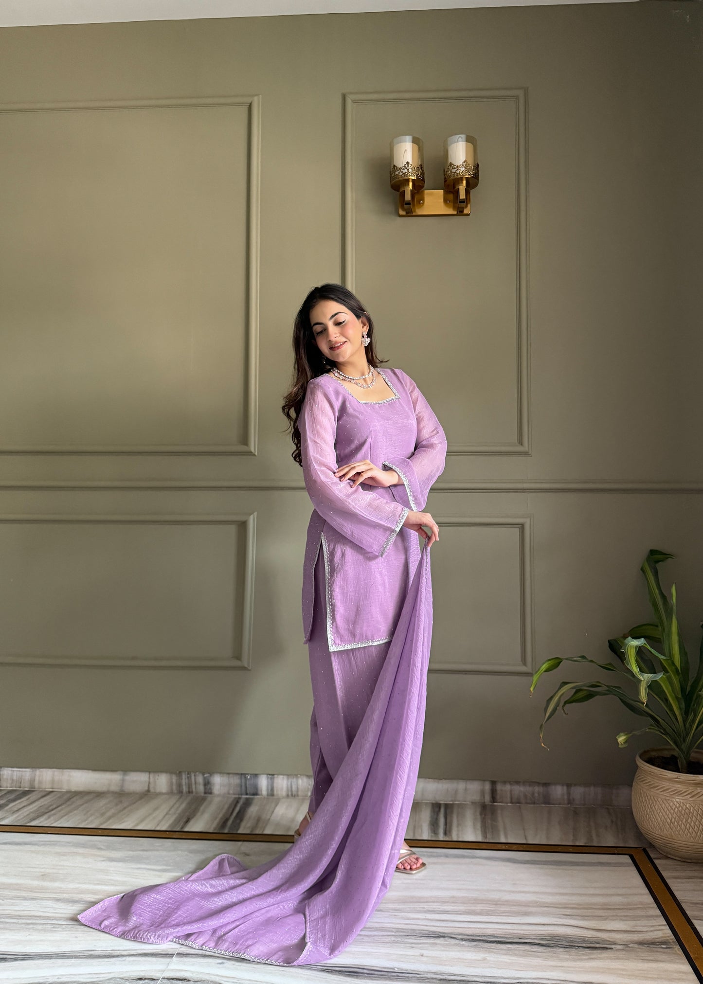 Crunchy Silk Pakistani Suit with Siroski Work Salwar Kameez