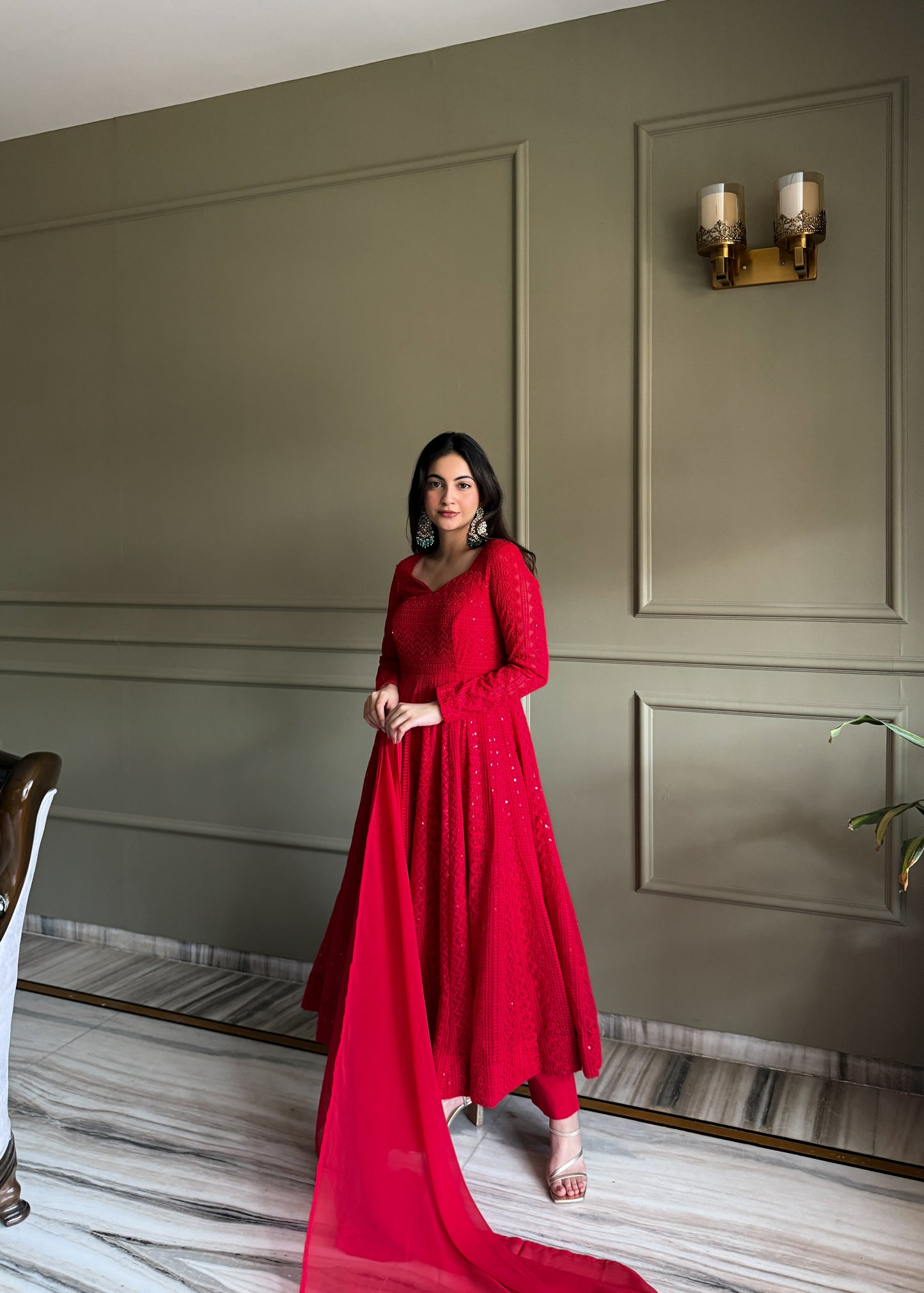 Lukhnowi Georgette Anarkali Salwar Suit Party Wear for Women