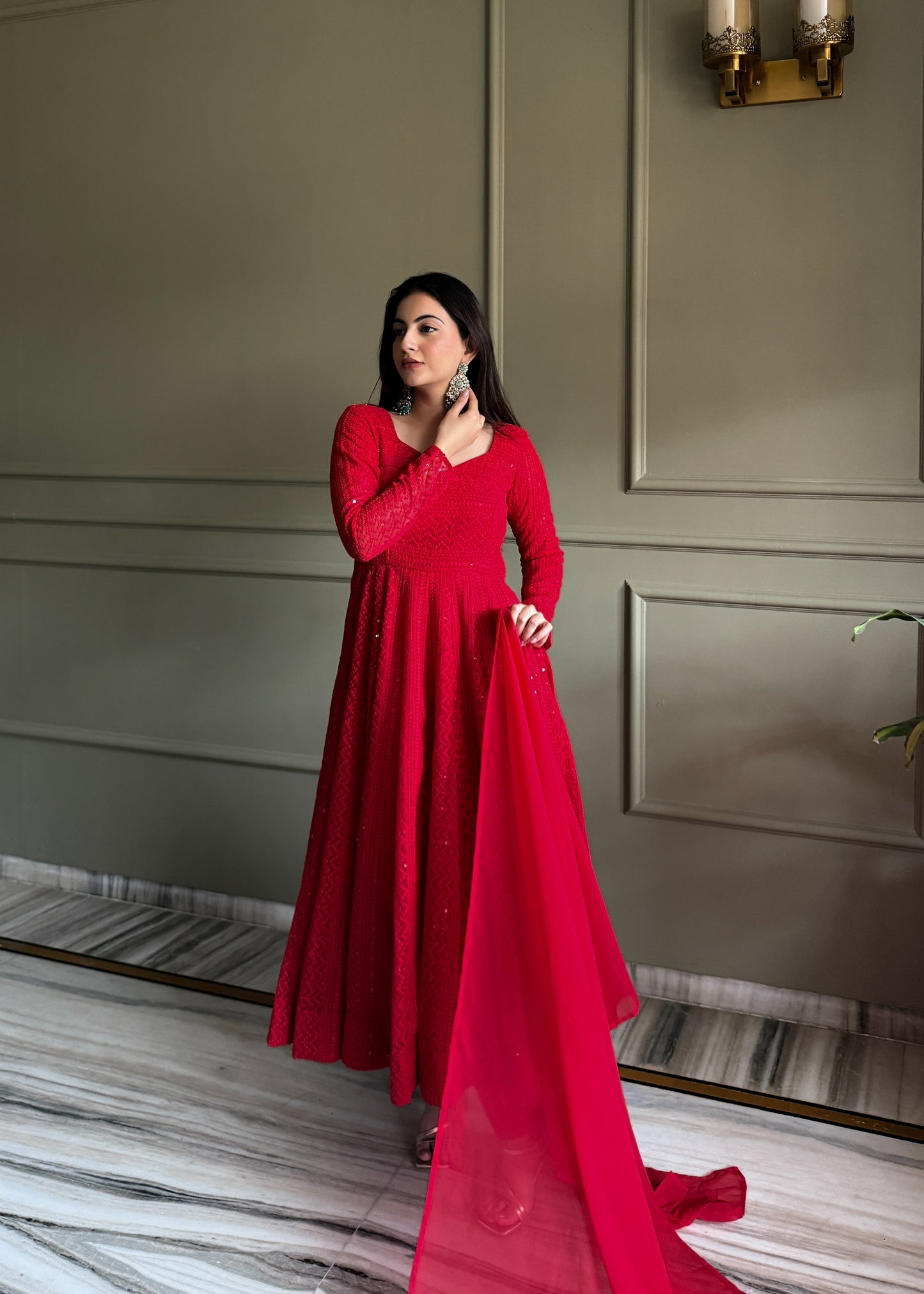Lukhnowi Georgette Anarkali Salwar Suit Party Wear for Women