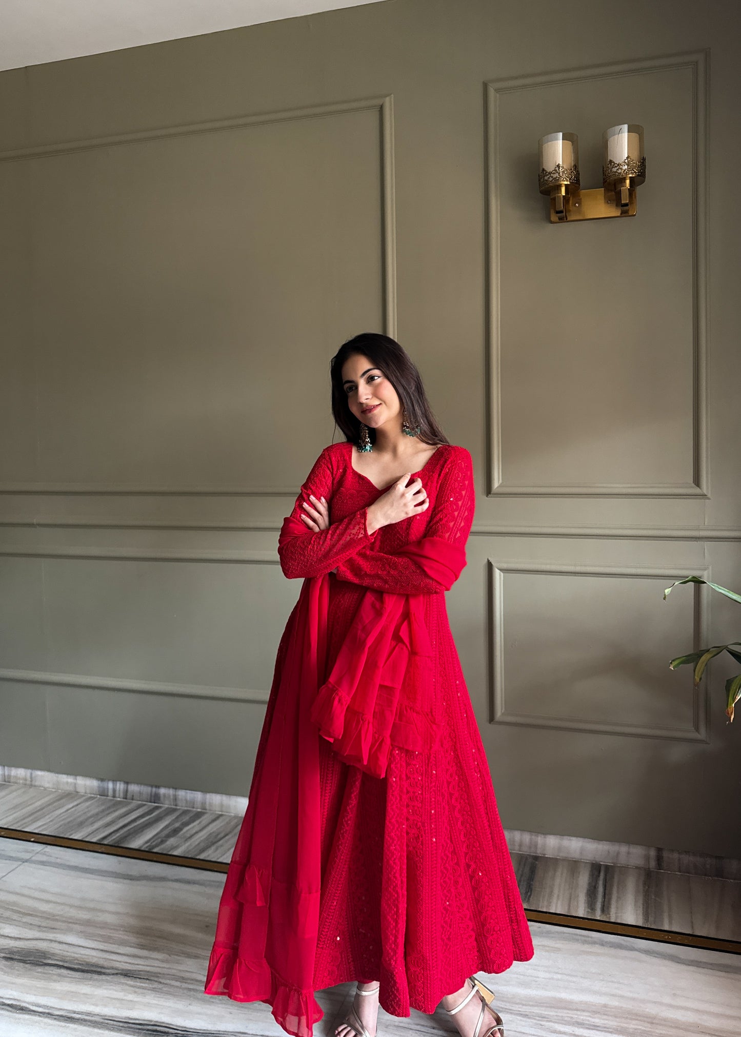 Lukhnowi Georgette Anarkali Salwar Suit Party Wear for Women