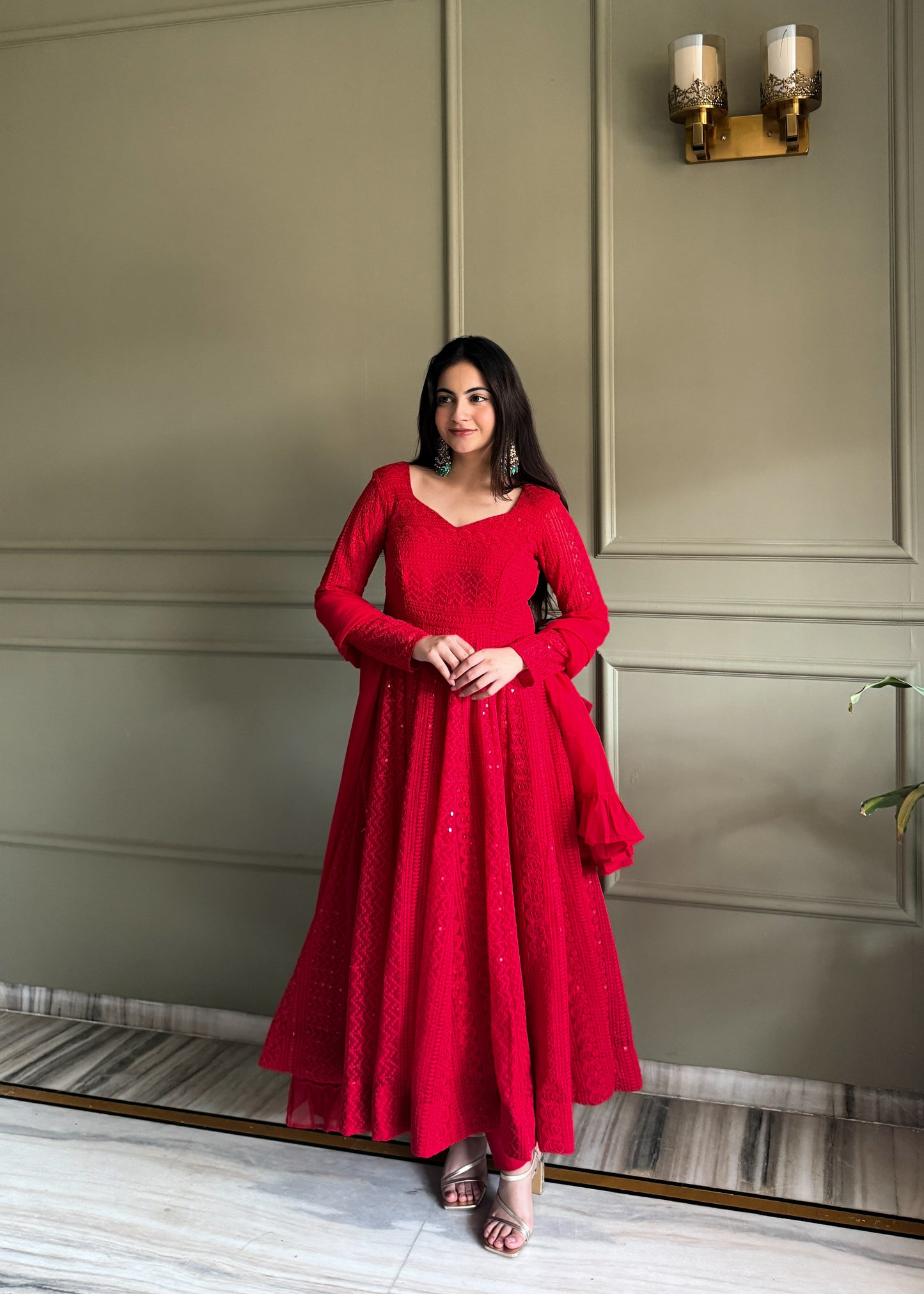 Lukhnowi Georgette Anarkali Salwar Suit Party Wear for Women