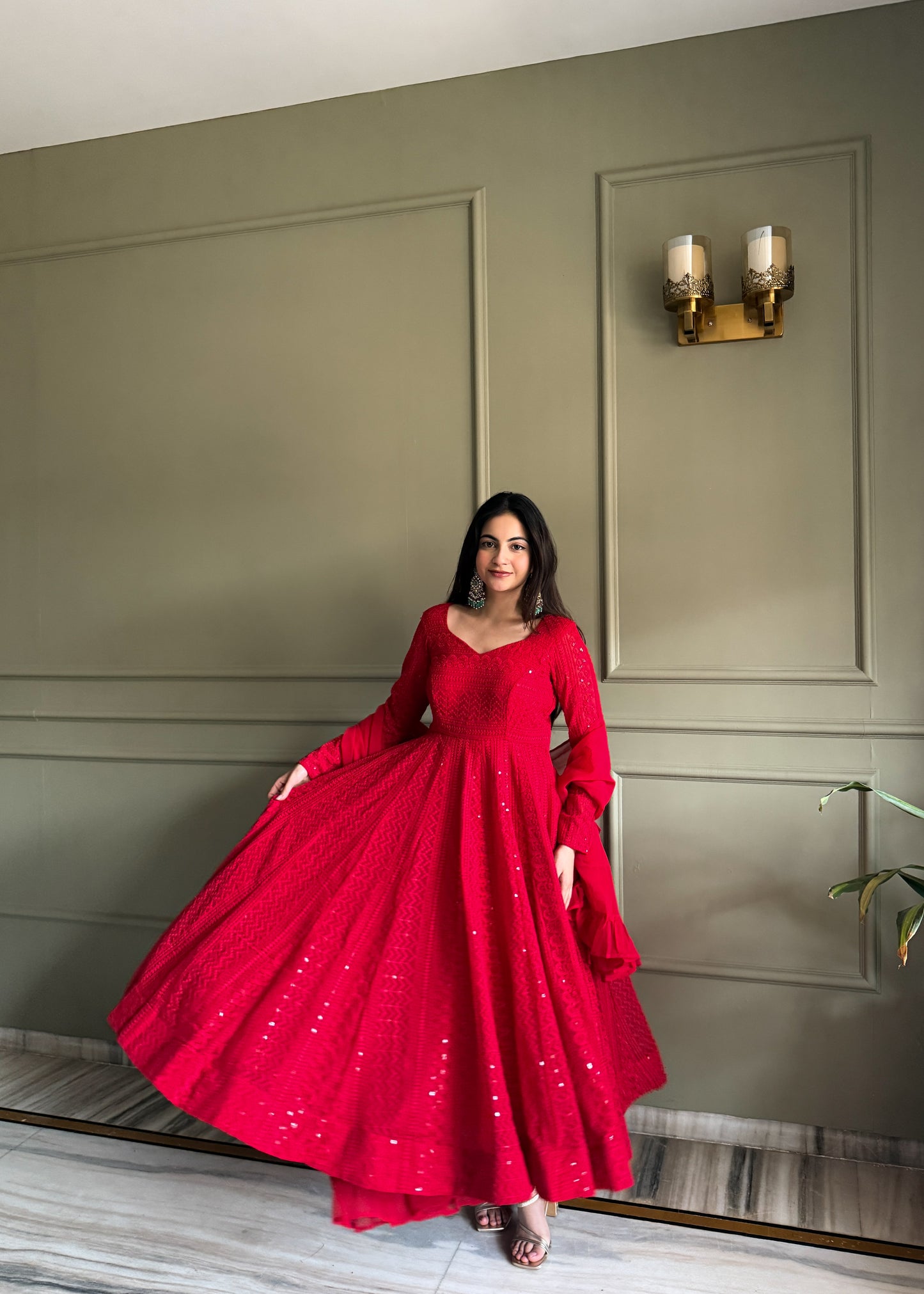 Lukhnowi Georgette Anarkali Salwar Suit Party Wear for Women