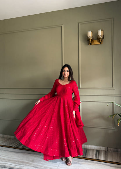 Lukhnowi Georgette Anarkali Salwar Suit Party Wear for Women