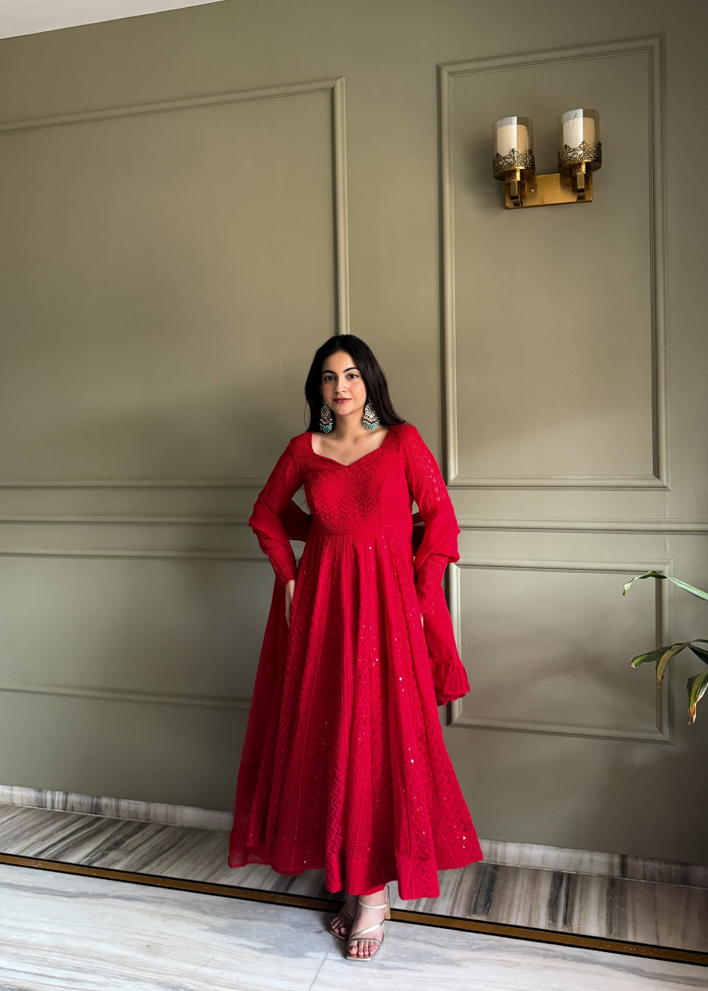 Lukhnowi Georgette Anarkali Salwar Suit Party Wear for Women
