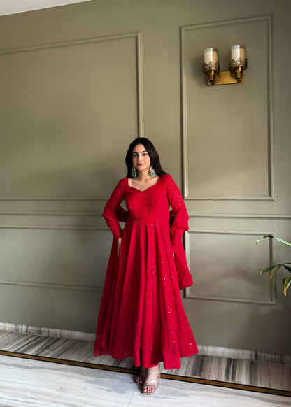 Lukhnowi Georgette Anarkali Salwar Suit Party Wear for Women