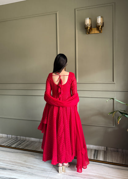 Lukhnowi Georgette Anarkali Salwar Suit Party Wear for Women