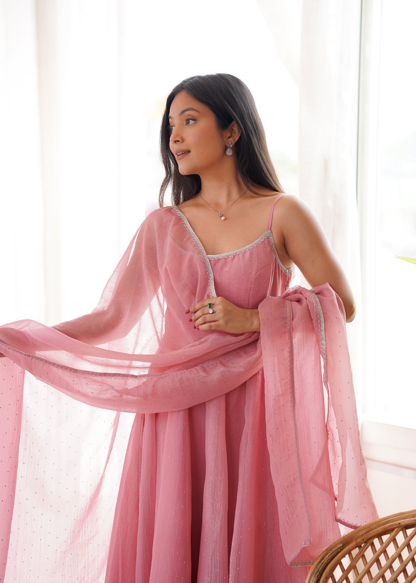 Sparkling Silk Anarkali Salwar Kameez Suit with Dupatta