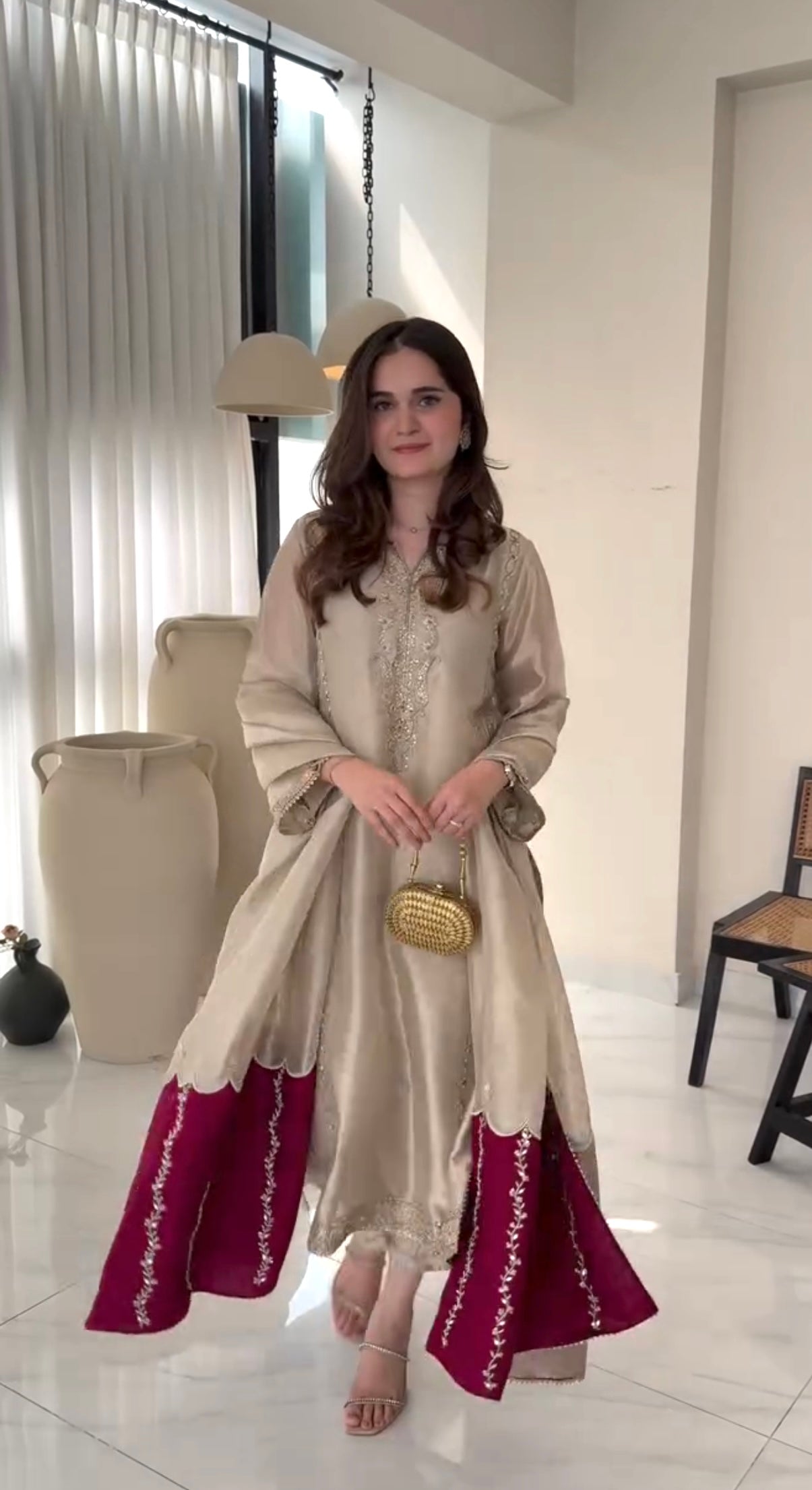 Cream Pure Jimmy Choo Pakistani Suit Party Wear Salwar Kameez
