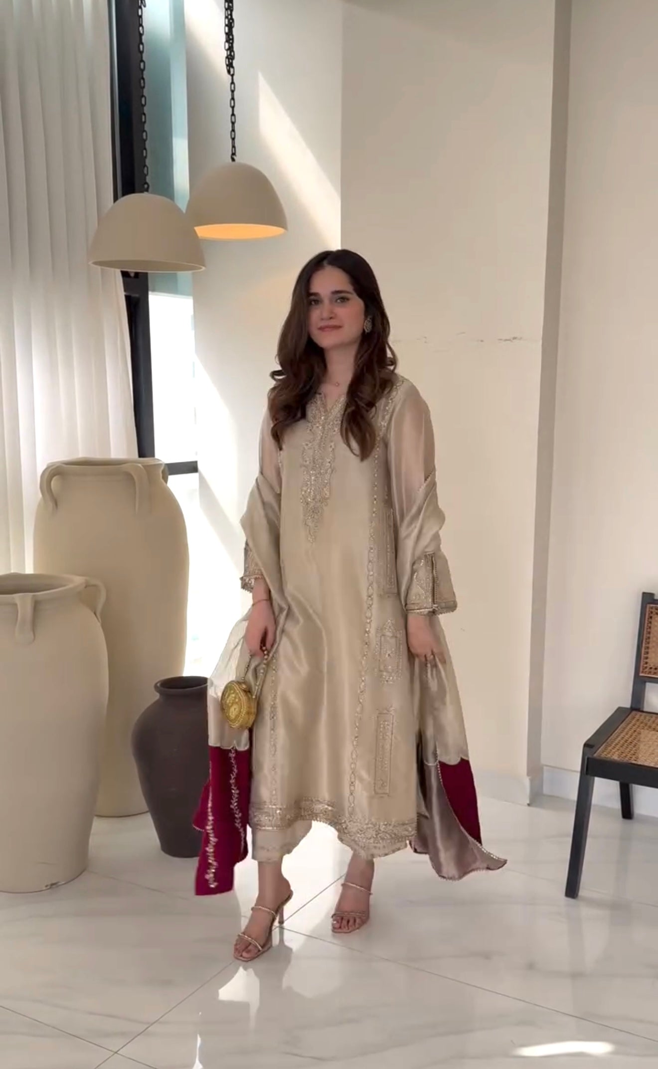 Cream Pure Jimmy Choo Pakistani Suit Party Wear Salwar Kameez