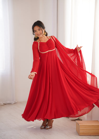 Georgette Anarkali Suit with Dupatta - Party Wear Anarkali Dress