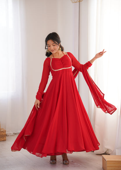 Georgette Anarkali Suit with Dupatta - Party Wear Anarkali Dress