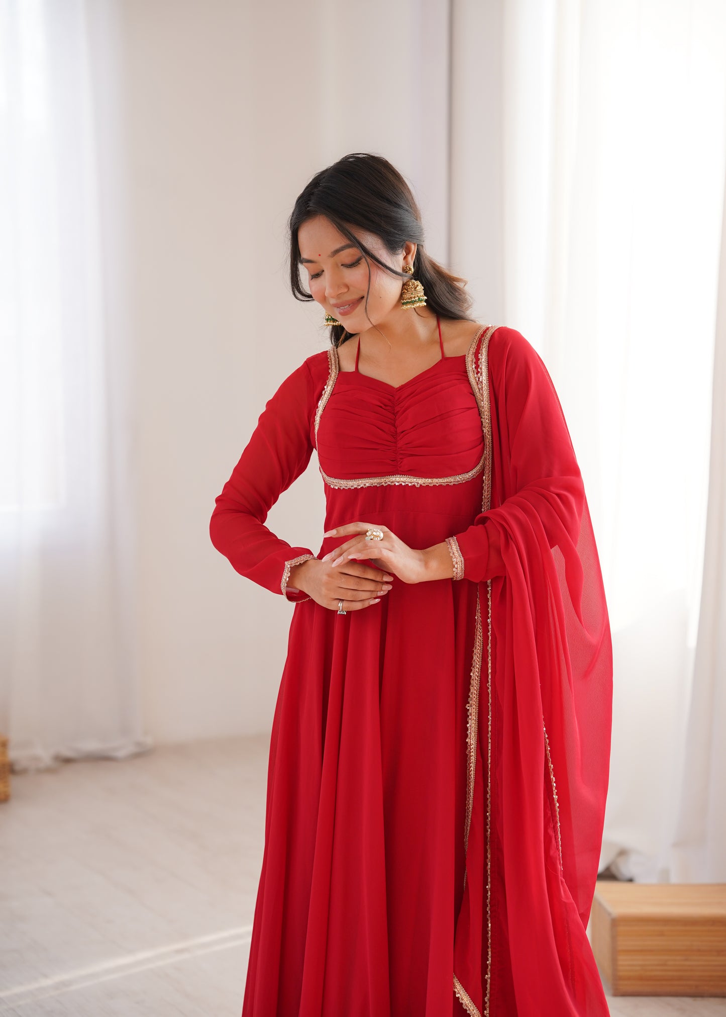 Georgette Anarkali Suit with Dupatta - Party Wear Anarkali Dress