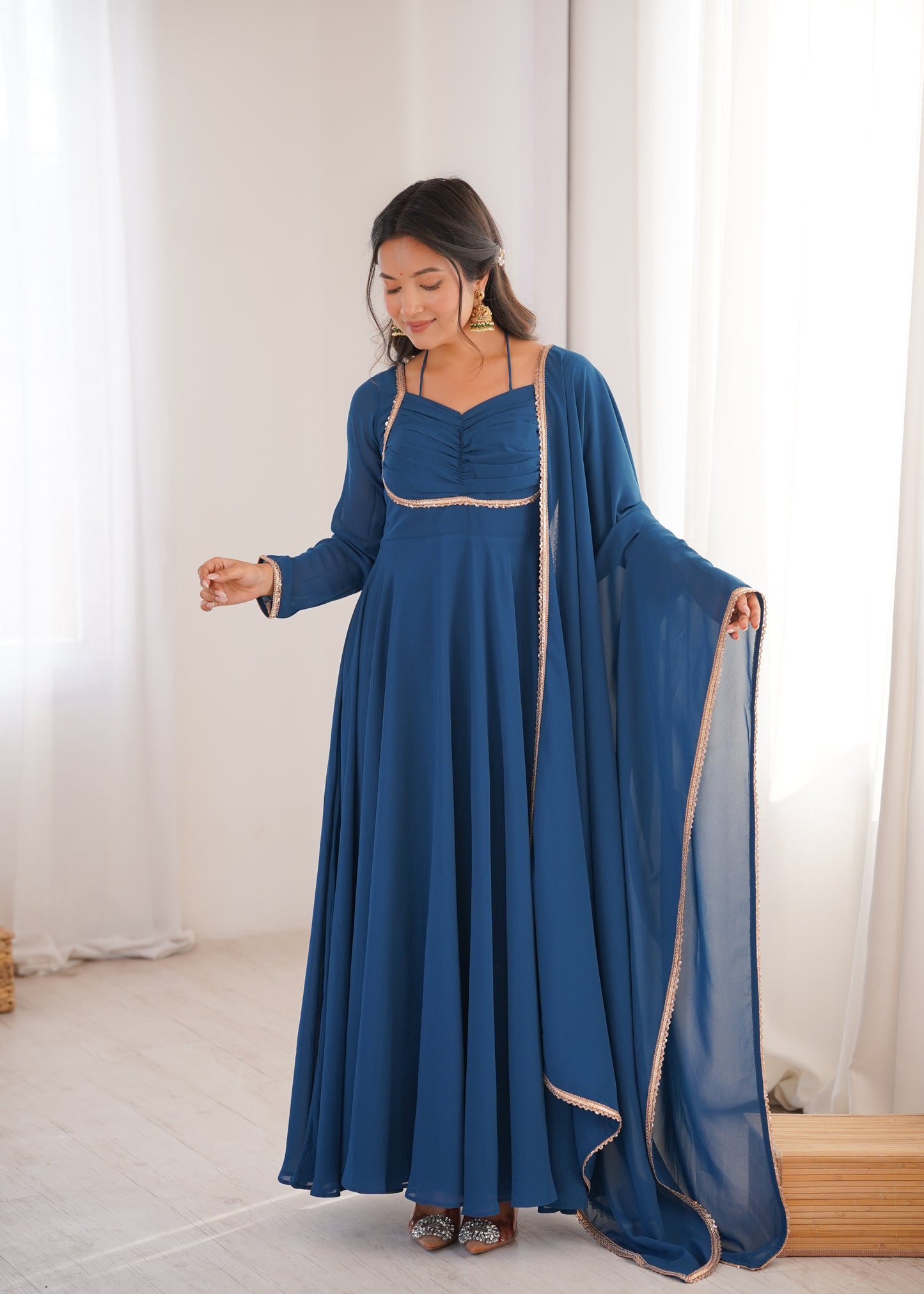 Georgette Anarkali Suit with Dupatta - Party Wear Anarkali Dress