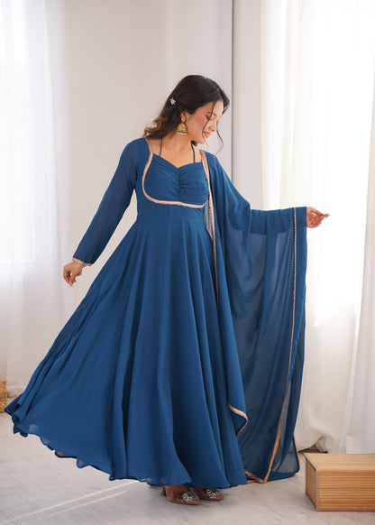 Georgette Anarkali Suit with Dupatta - Party Wear Anarkali Dress