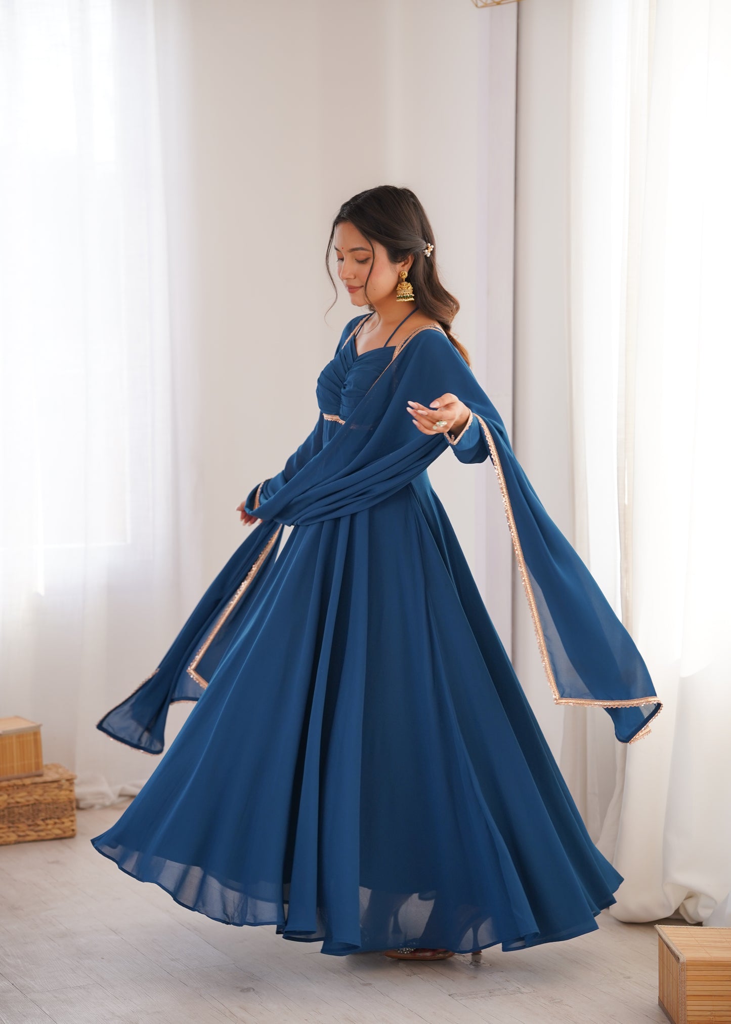 Georgette Anarkali Suit with Dupatta - Party Wear Anarkali Dress