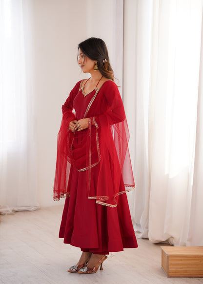 Pure Silk Chanderi Anarkali Suit Set for Festive Party Wear