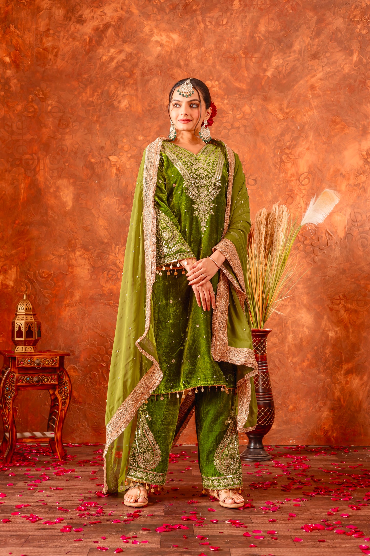 Pure Viscose Velvet Party Wear Suit for Women - Top Plazzo Set