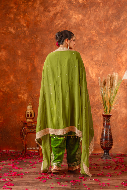 Pure Viscose Velvet Party Wear Suit for Women - Top Plazzo Set