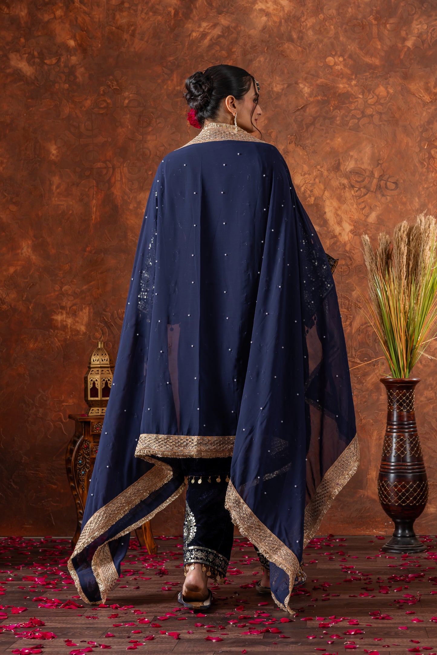 Pure Viscose Velvet Party Wear Suit for Women - Top Plazzo Set