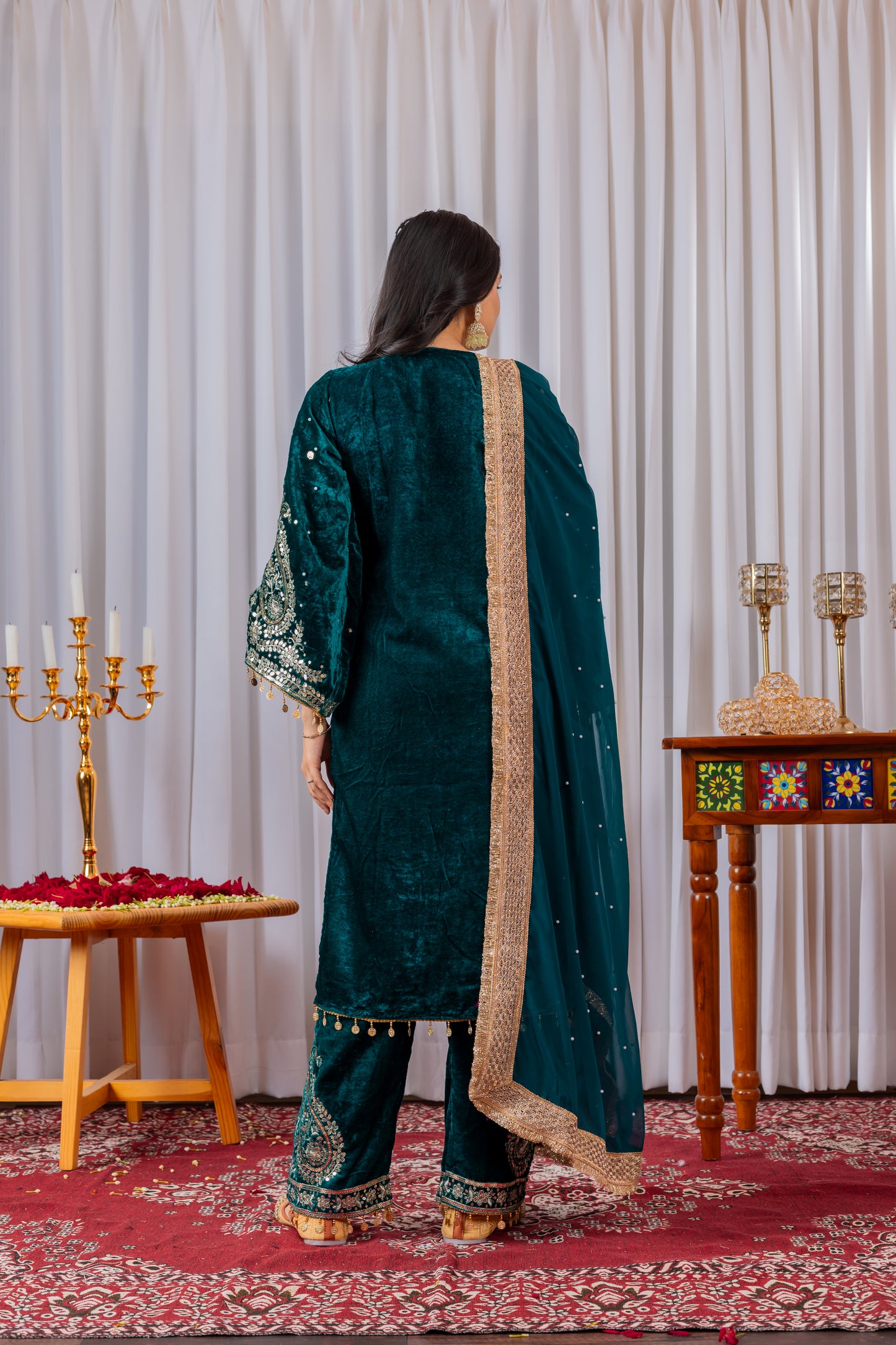 Pure Viscose Velvet Party Wear Suit for Women - Top Plazzo Set