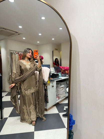 Designer Crepe Sharara Suit - Elegant Festival & Wedding Wear