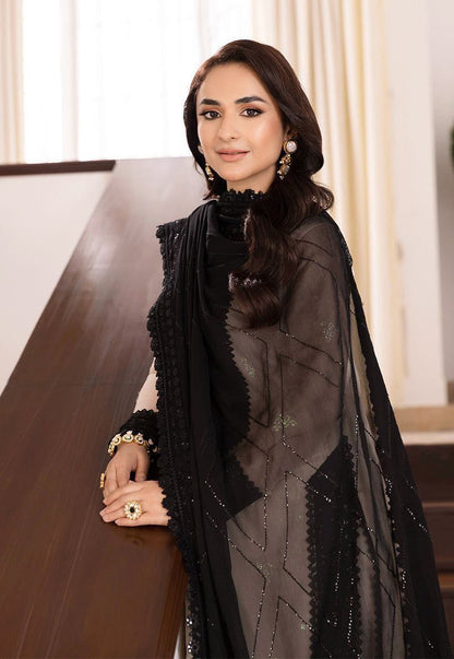 Black & White Designer Pakistani Kurta Pant Set with Sequin Work