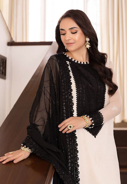 Black & White Designer Pakistani Kurta Pant Set with Sequin Work