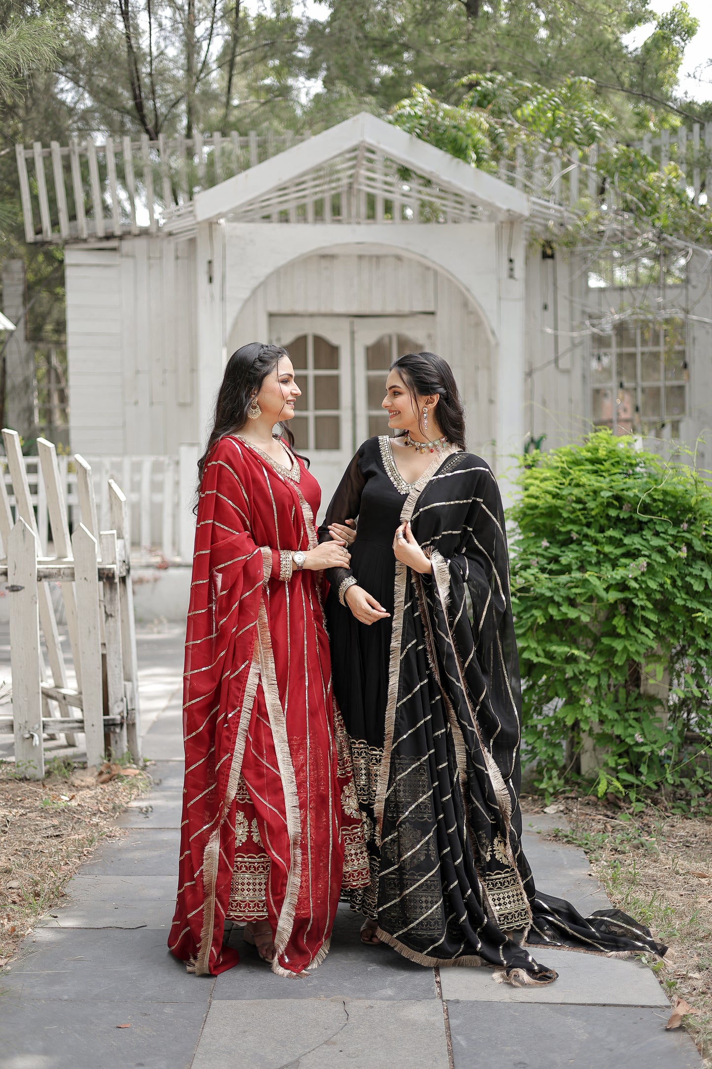 Elegant Faux Blooming Embroidered Gown with Sequined Dupatta