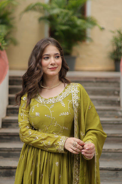 Designer Chinon Sharara Suit with Sequins Embroidery