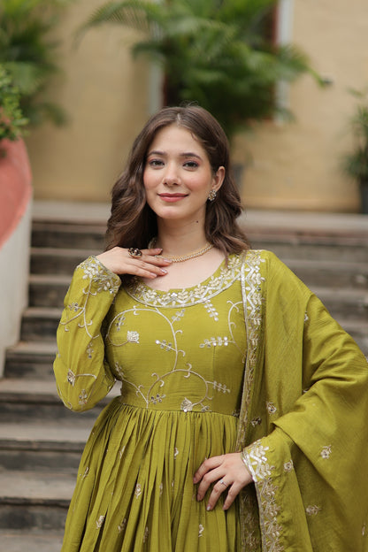 Designer Chinon Sharara Suit with Sequins Embroidery
