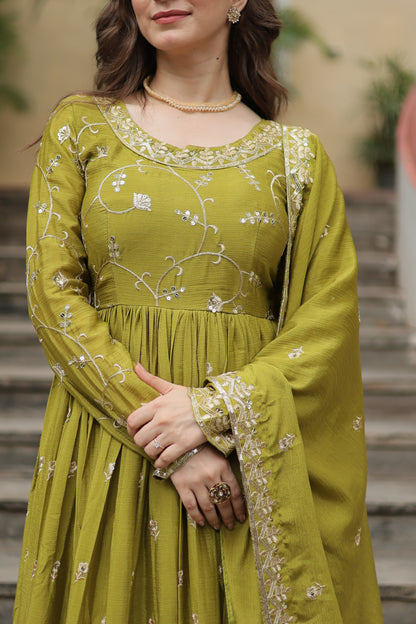 Designer Chinon Sharara Suit with Sequins Embroidery