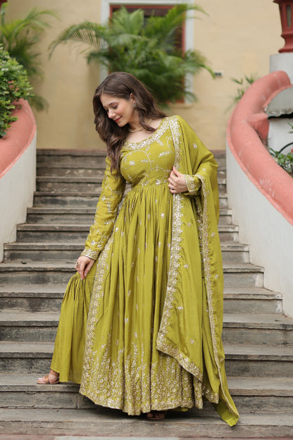 Designer Chinon Sharara Suit with Sequins Embroidery