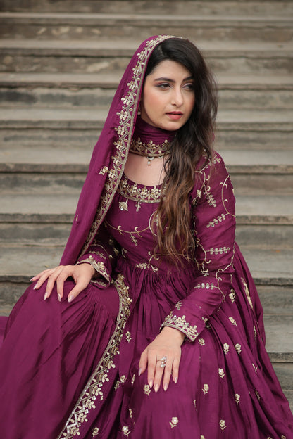 Designer Chinon Sharara Suit with Sequins Embroidery