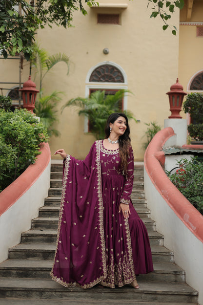 Designer Chinon Sharara Suit with Sequins Embroidery