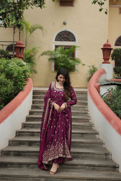 Designer Chinon Sharara Suit with Sequins Embroidery
