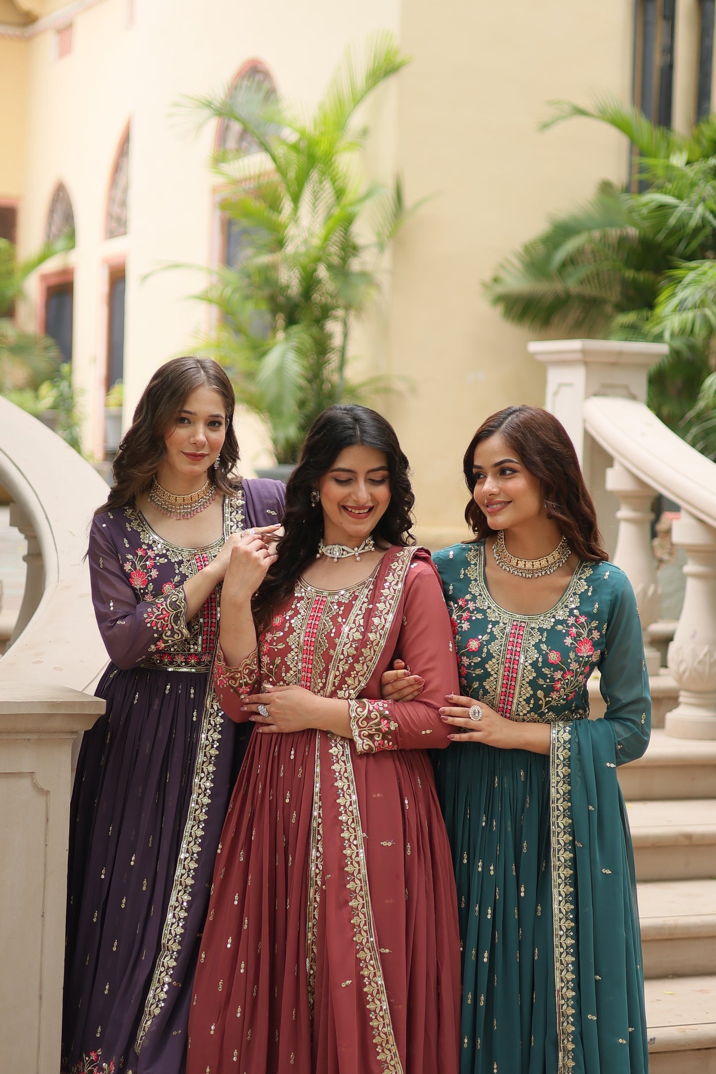 Faux Georgette Sequin Embroidered Sharara Suit Set