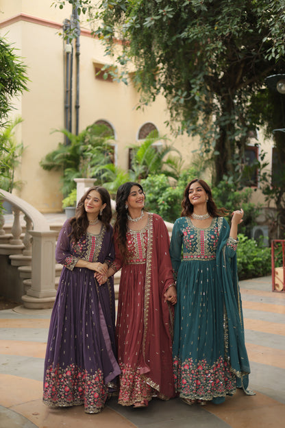 Faux Georgette Sequin Embroidered Sharara Suit Set