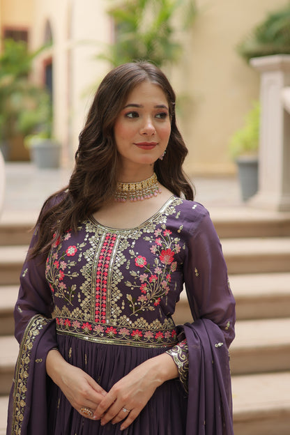 Faux Georgette Sequin Embroidered Sharara Suit Set