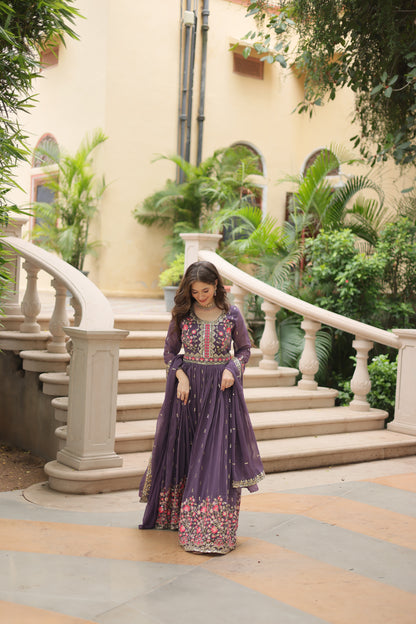 Faux Georgette Sequin Embroidered Sharara Suit Set