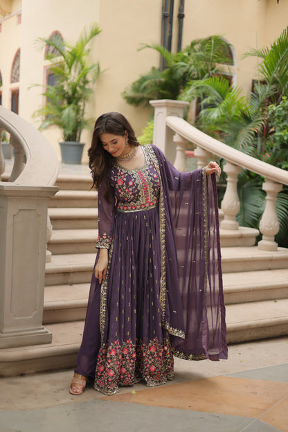 Faux Georgette Sequin Embroidered Sharara Suit Set