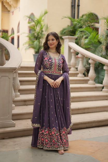 Faux Georgette Sequin Embroidered Sharara Suit Set