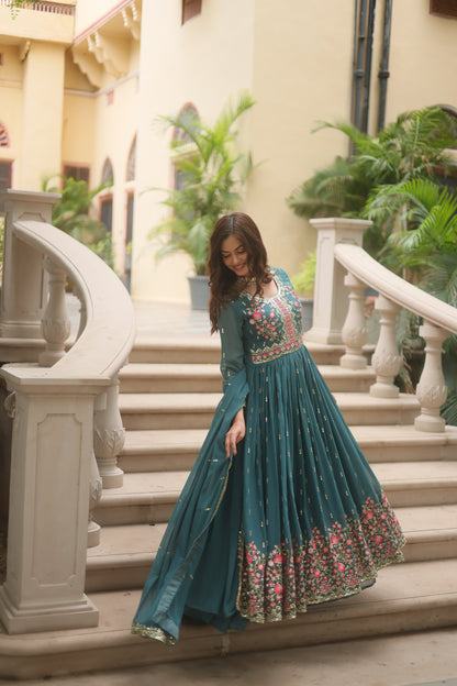 Faux Georgette Sequin Embroidered Sharara Suit Set