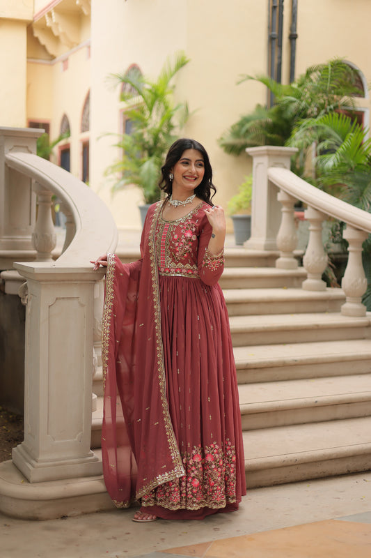 Faux Georgette Sequin Embroidered Sharara Suit Set