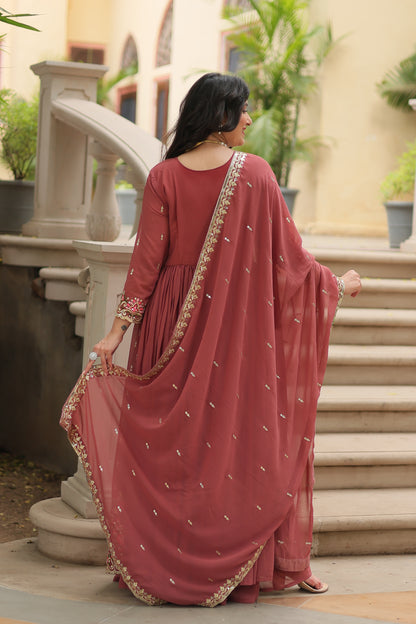 Faux Georgette Sequin Embroidered Sharara Suit Set