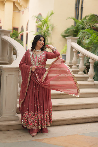 Faux Georgette Sequin Embroidered Sharara Suit Set
