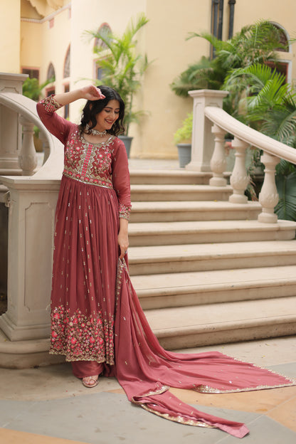 Faux Georgette Sequin Embroidered Sharara Suit Set