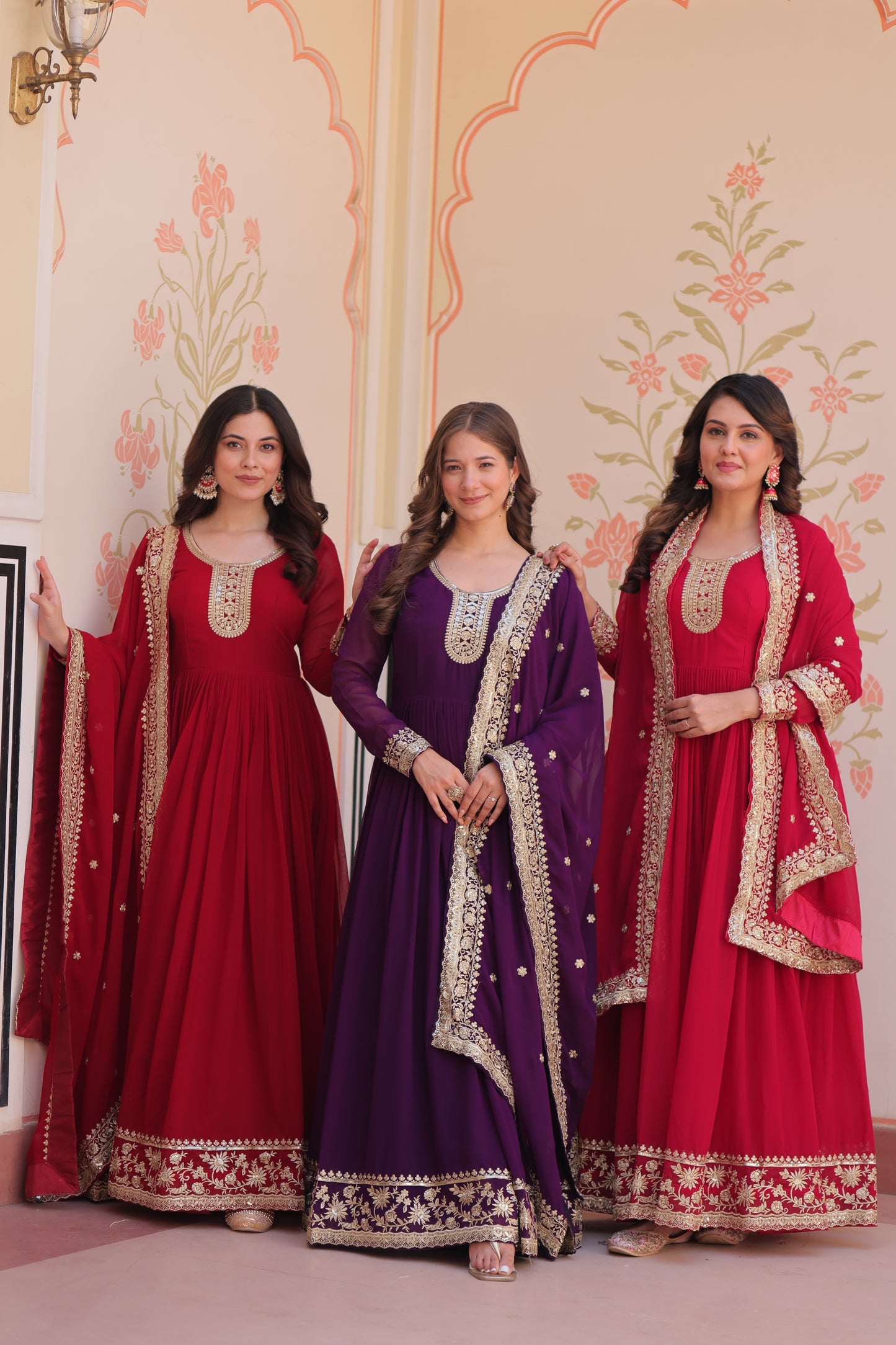 Premium Faux Georgette Designer Gown with Embroidery Dupatta