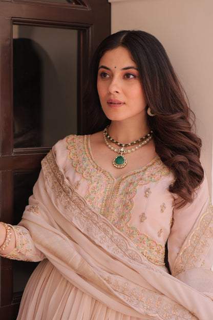 Elegant Georgette Anarkali Gown with Multi Embroidery - 2 Colors