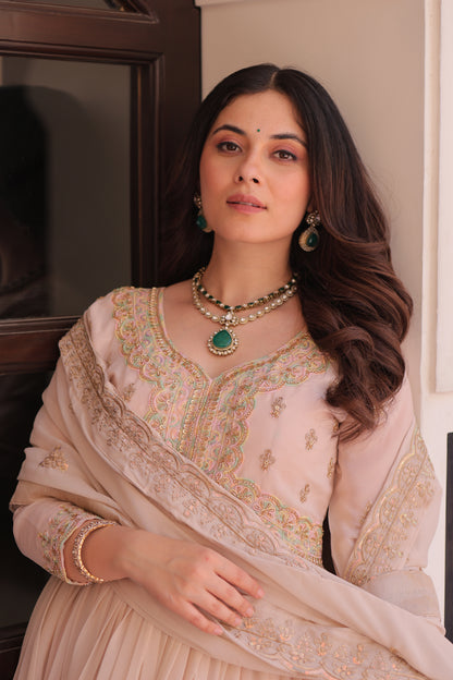 Elegant Georgette Anarkali Gown with Multi Embroidery - 2 Colors