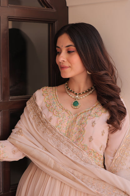 Elegant Georgette Anarkali Gown with Multi Embroidery - 2 Colors